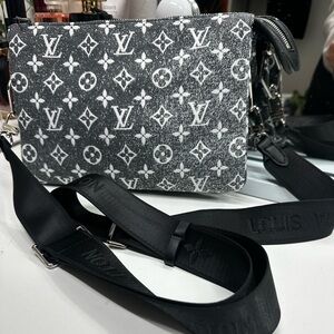 Monogram Crossbody Bag in Black and White